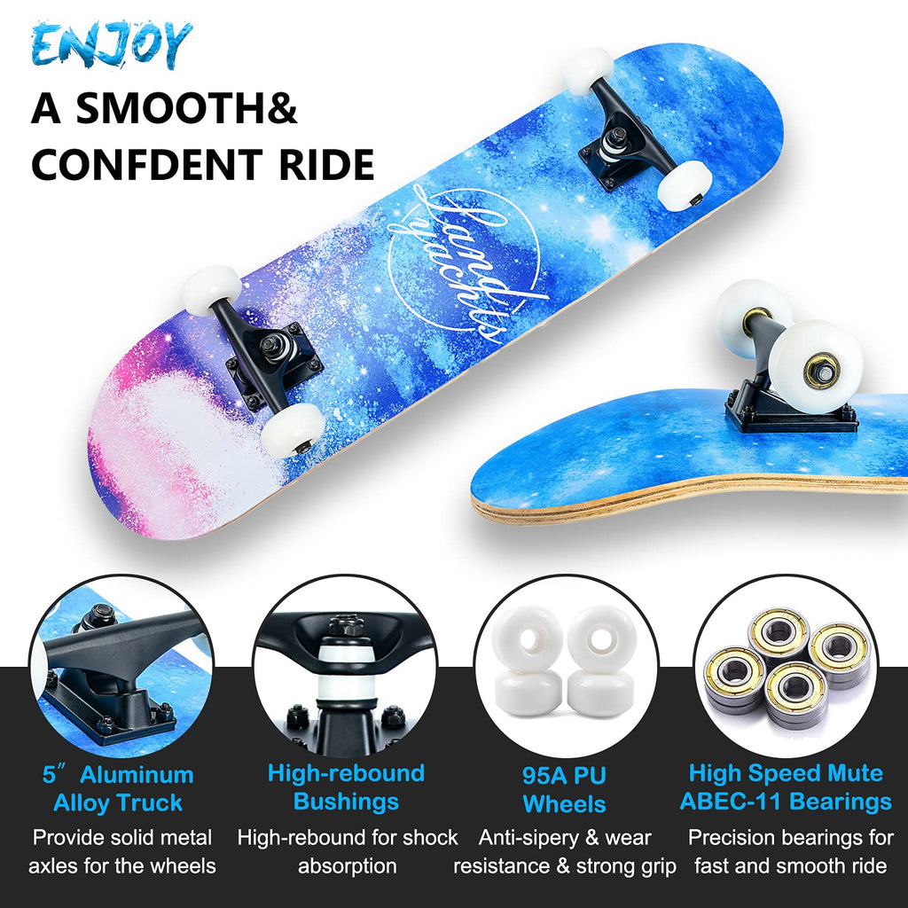 Jolof Store Complete Skateboard | 31x8 Inch 8-Layer Maple Wood Deck