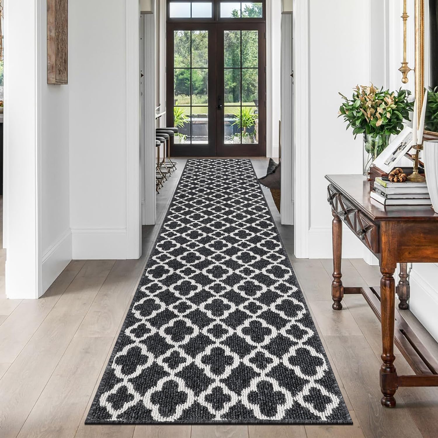 SHACOS Non-Slip Hallway Runner Rug | 60x300cm Washable Geometric Carpet