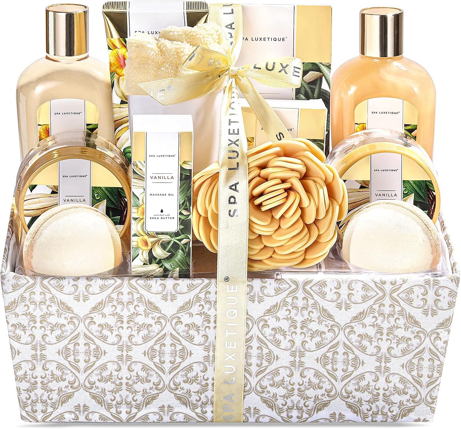 Spa Luxetique 12-Piece Vanilla Spa Gift Set | Pampering Bath & Body Kit