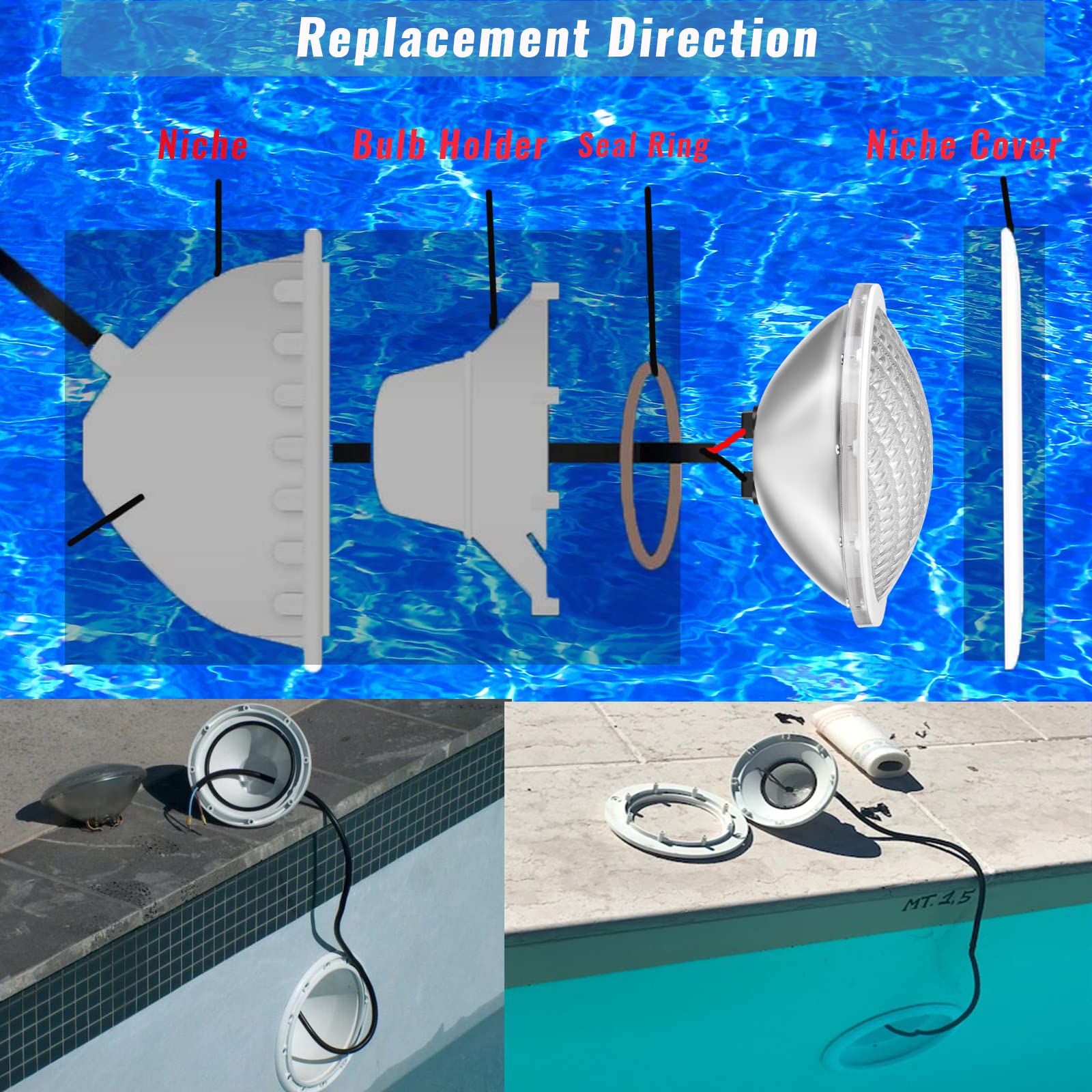 LyLmLe PAR56 LED Swimming Pool Light | 30W 12V IP68 Warm White 3000K
