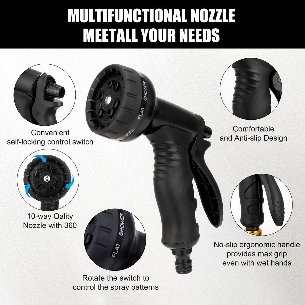 150FT Expandable Garden Hose with 10-Function Spray Nozzle