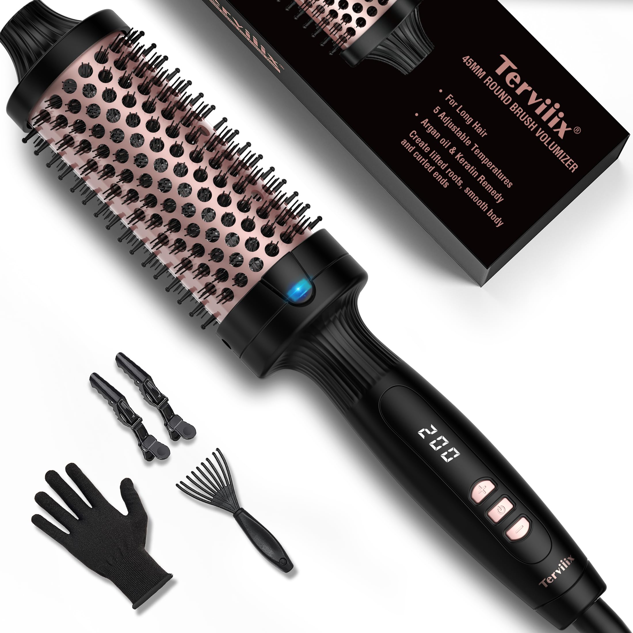 Terviiix 45mm Thermal Brush | Ionic Ceramic Heated Curling Wand Styler