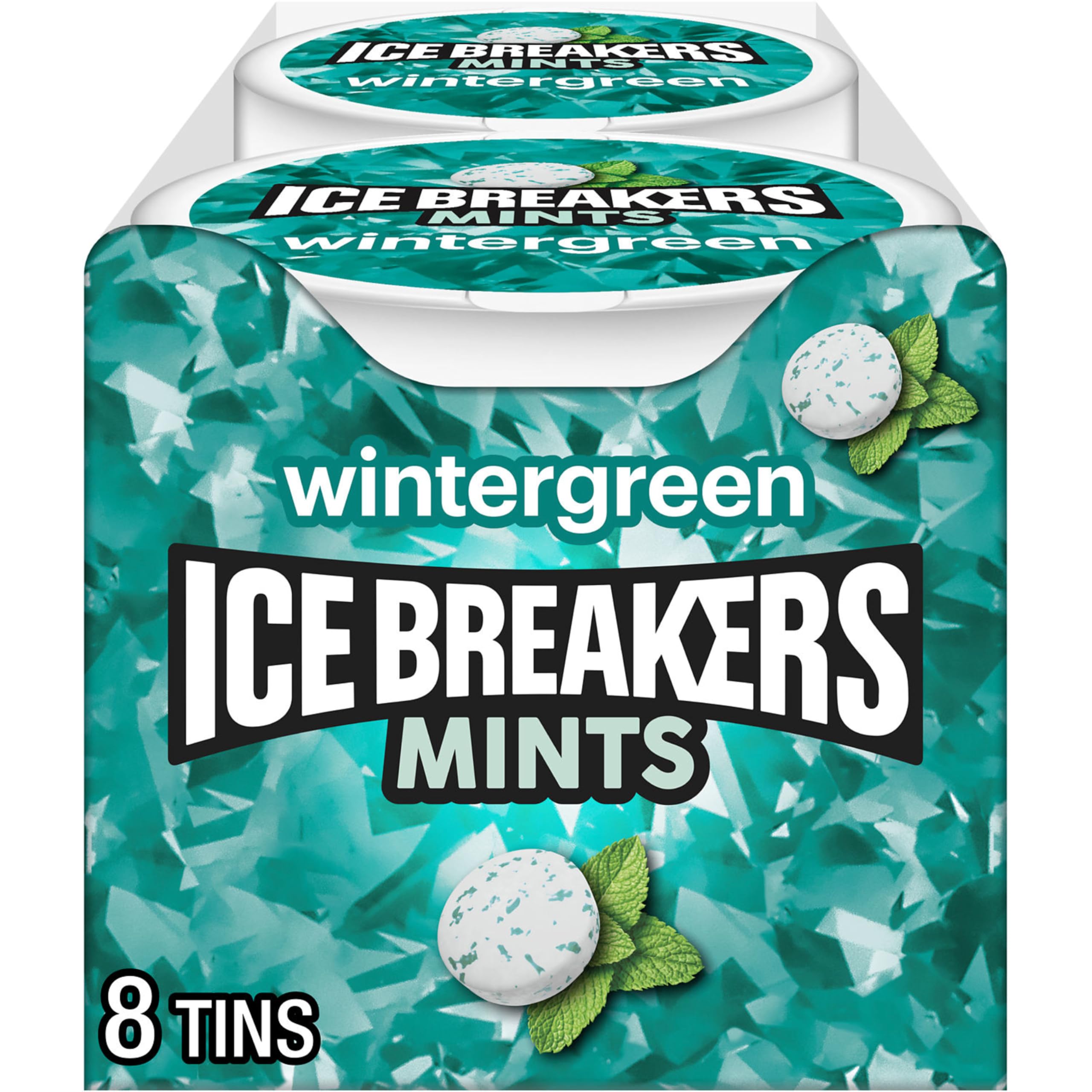Ice Breakers Wintergreen Sugar Free Mints – 1.5 oz Tins (8 Pack)