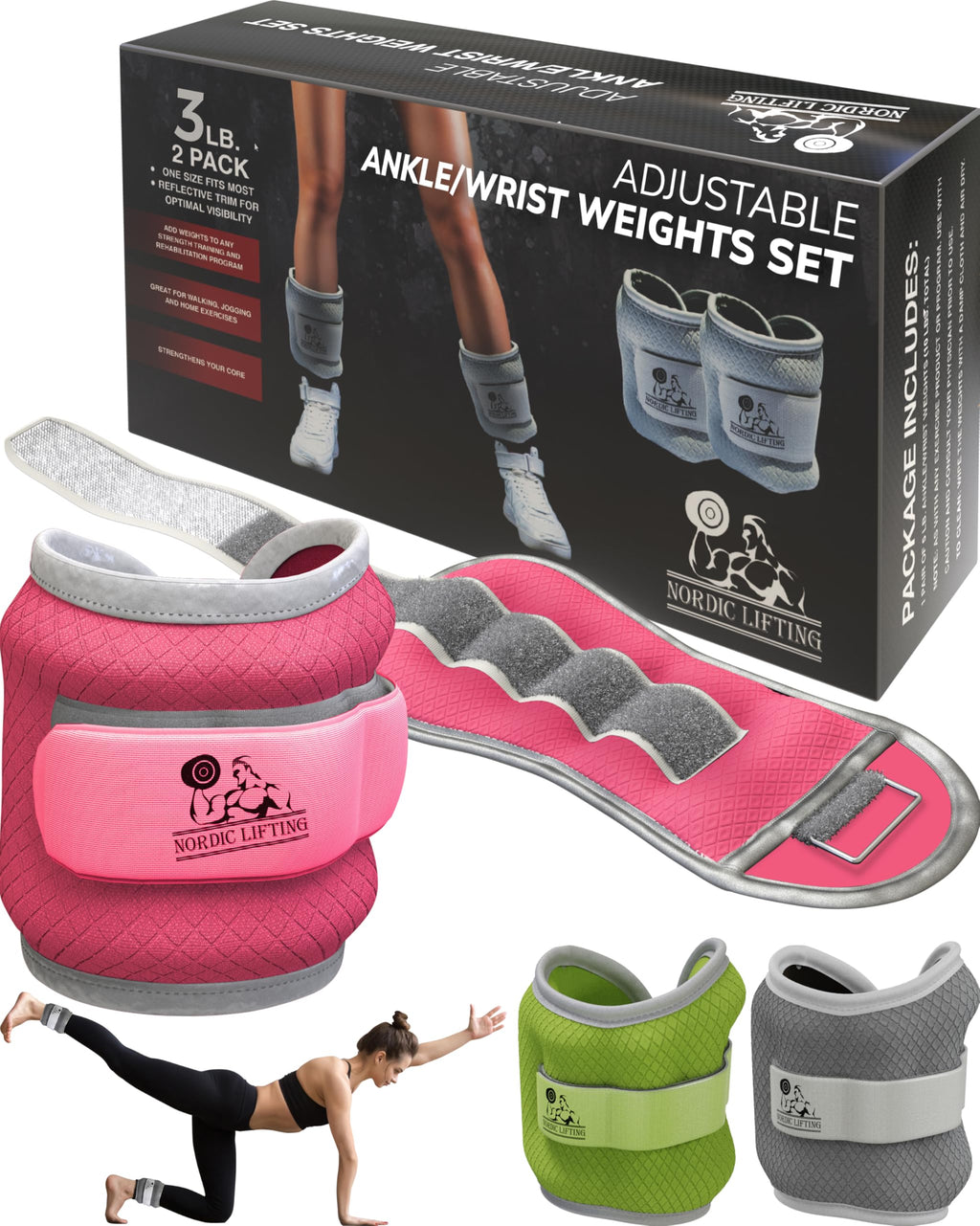 Adjustable Neoprene Ankle and Wrist Weights - 1 Pair Set