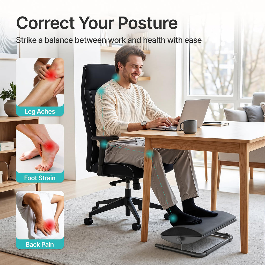 PEGZONE Foot Rest Under Desk with Memory Foam, Adjustable Tilt, Steel Base - image 3
