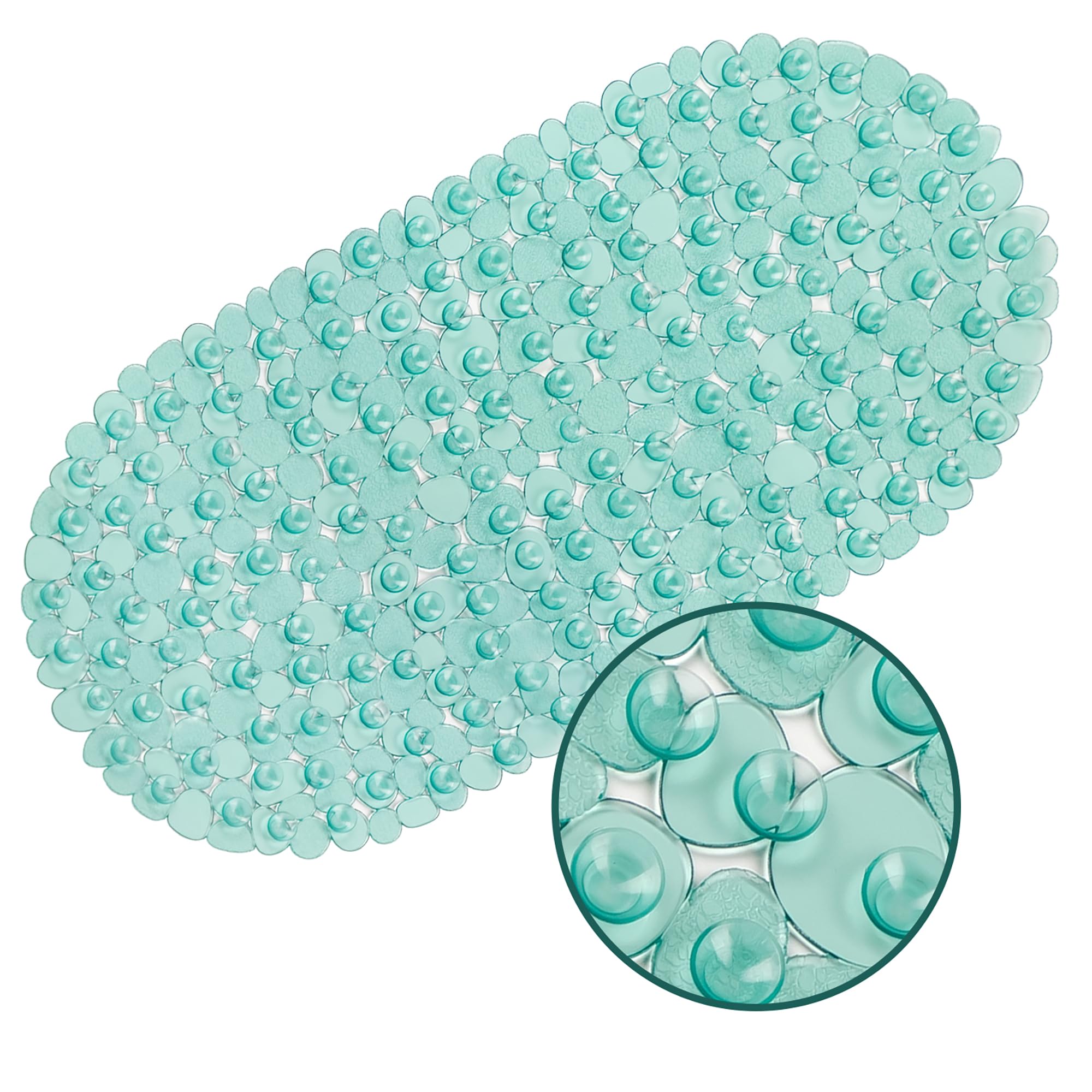 WELTRXE Non Slip Bathtub Mat | Oval Pebble PVC Shower Mat - Jade Green