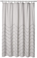 Lush Decor Chenille Chevron Shower Curtain | 100% Cotton Light Gray 72x72