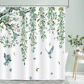Bonhause Eucalyptus Hummingbird Shower Curtain | Sage Green Waterproof