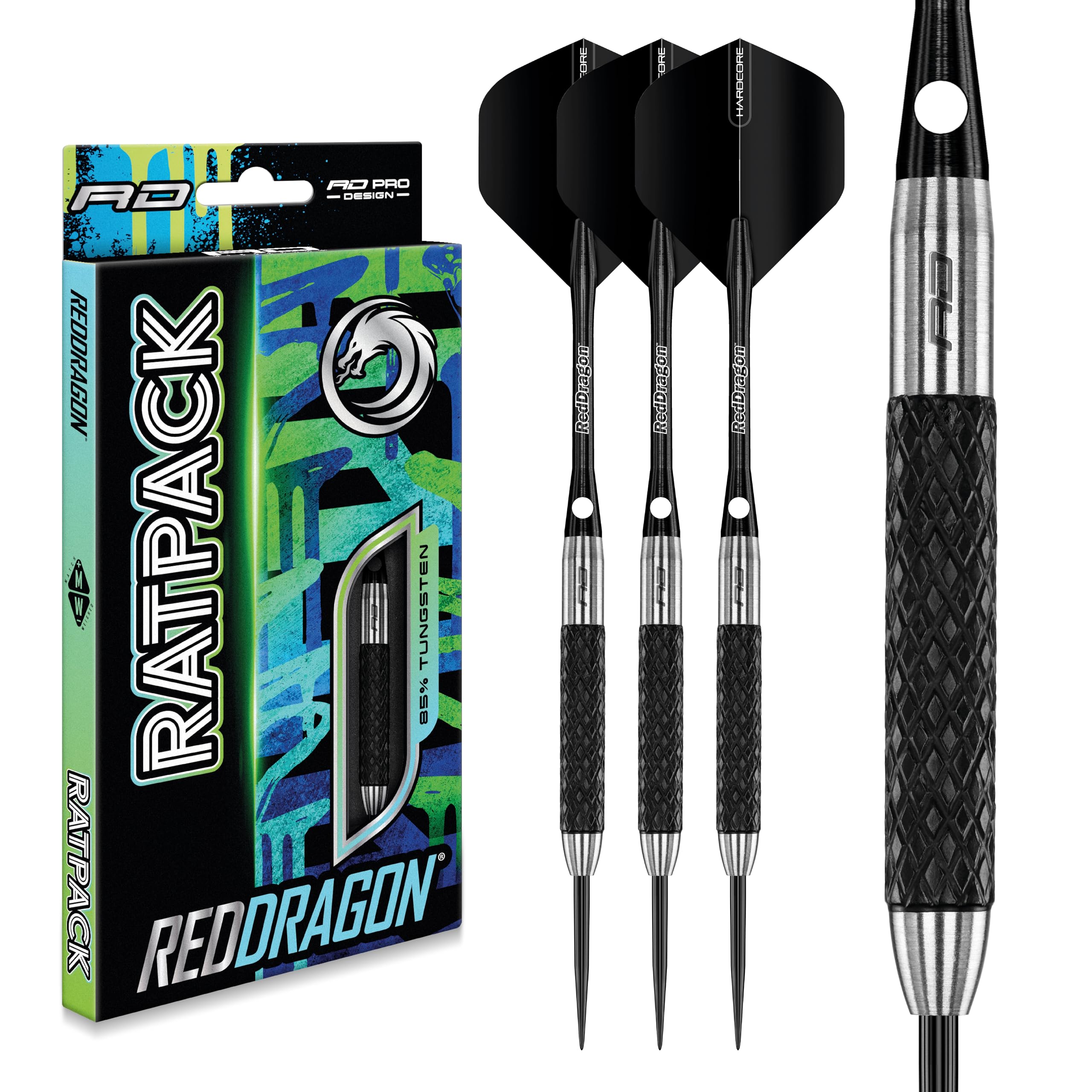 Red Dragon Rat 1 Tungsten Darts Set - 26g Steel Tip with Knurl Grip