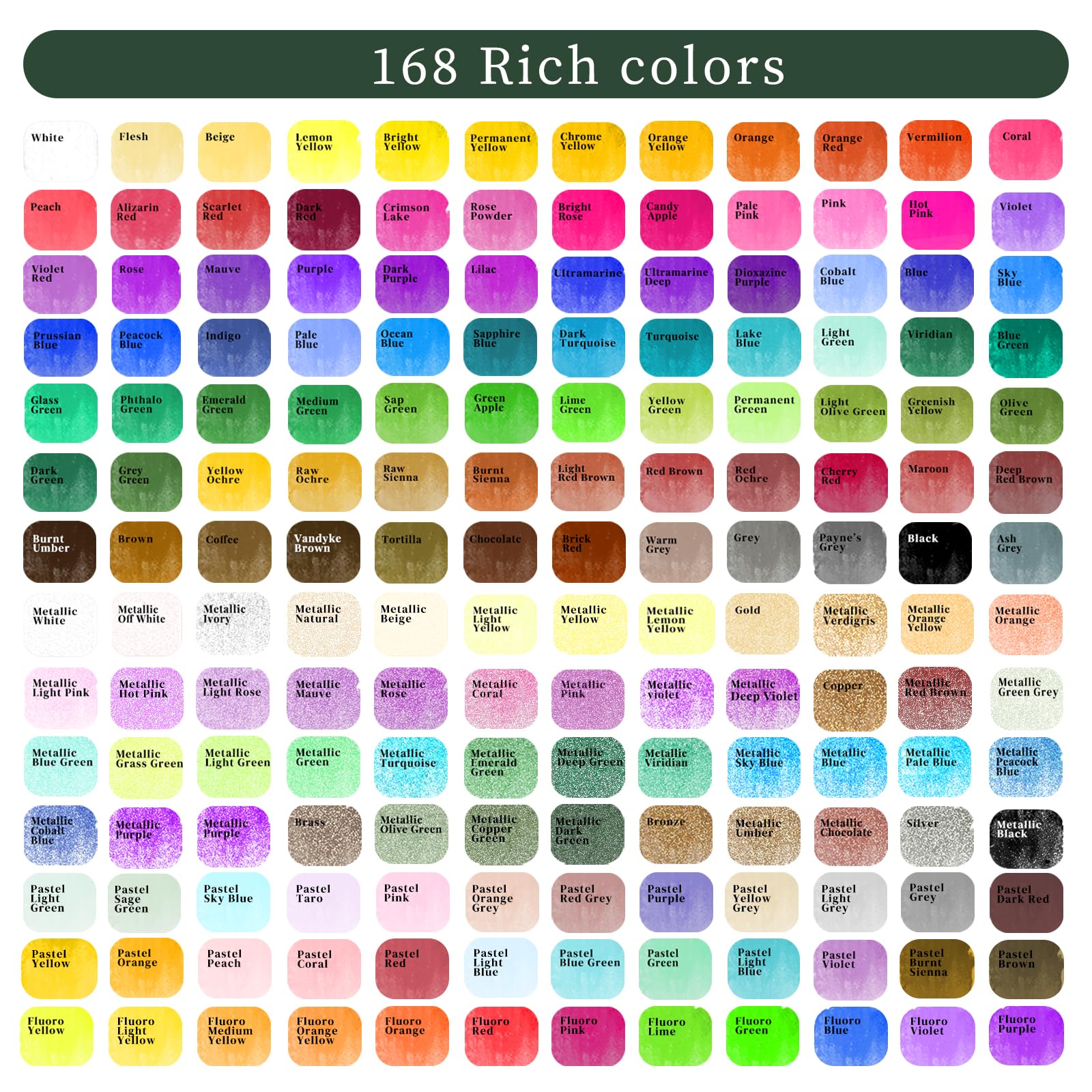 Artecho 168 Color Watercolor Paint Set | Portable Travel Art Kit with Case
