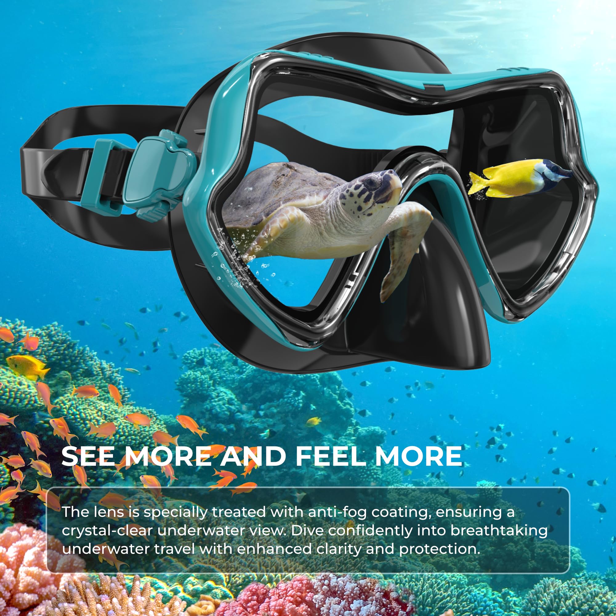 G2RISE SN02 Snorkel Set – Anti-Fog Scuba Mask & Dry Snorkel Gear (2-Pack)