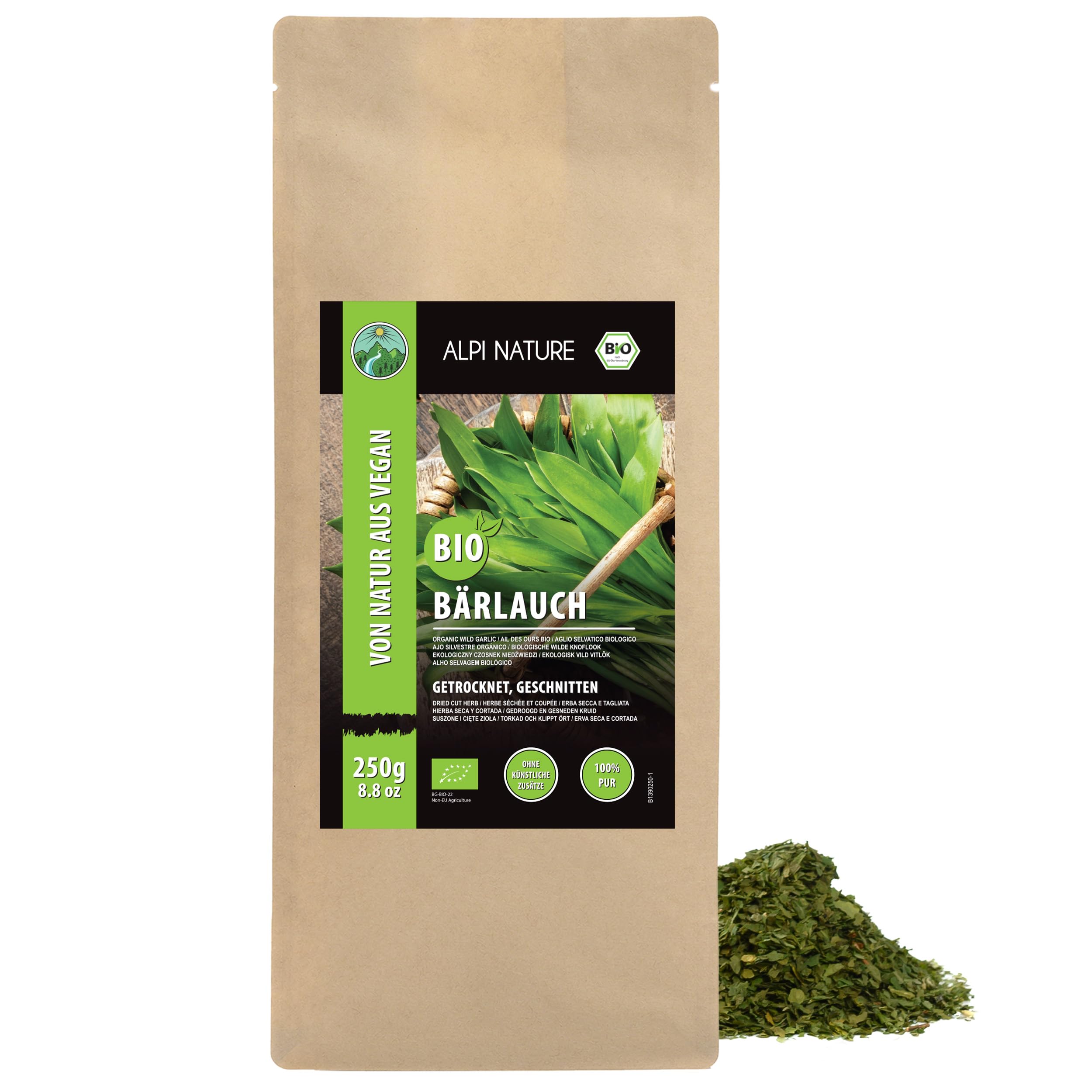 Alpi Nature Organic Wild Garlic – 250g Dried and Chopped Leaves