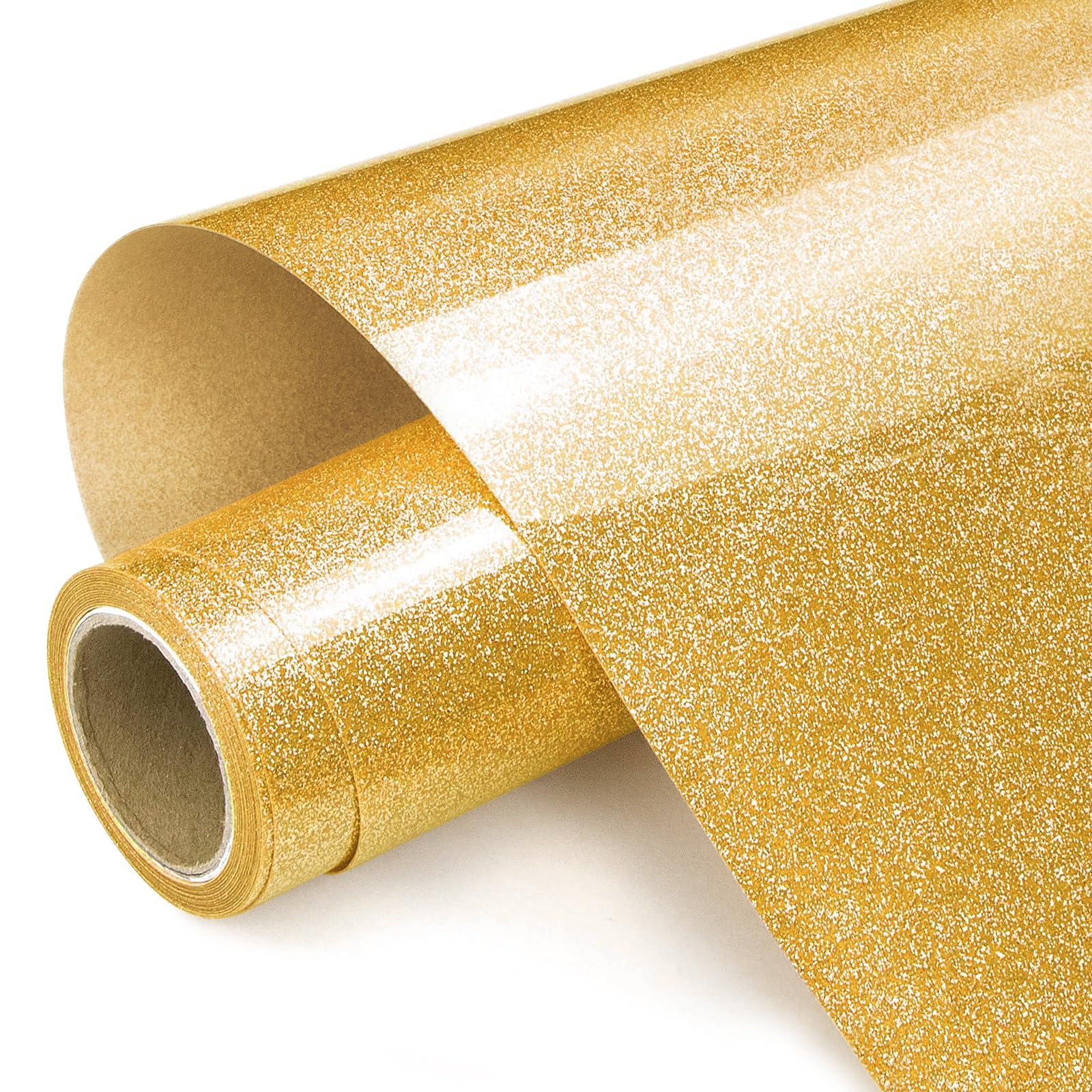 Prime Vinyl Gold Glitter HTV - 12" x 8ft Heat Transfer Vinyl for T-Shirts