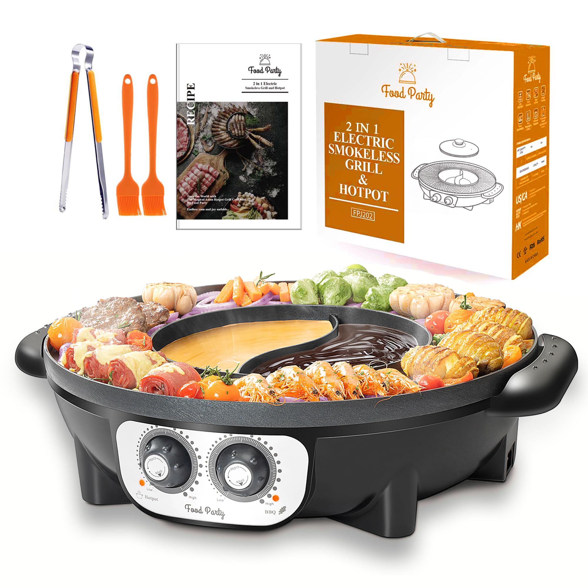 2-in-1 Electric Hot Pot and BBQ Grill – 2200W Cooker