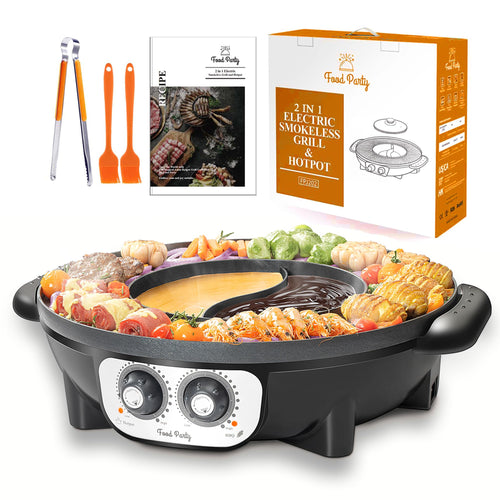 2-in-1 Electric Hot Pot and BBQ Grill – 2200W Cooker