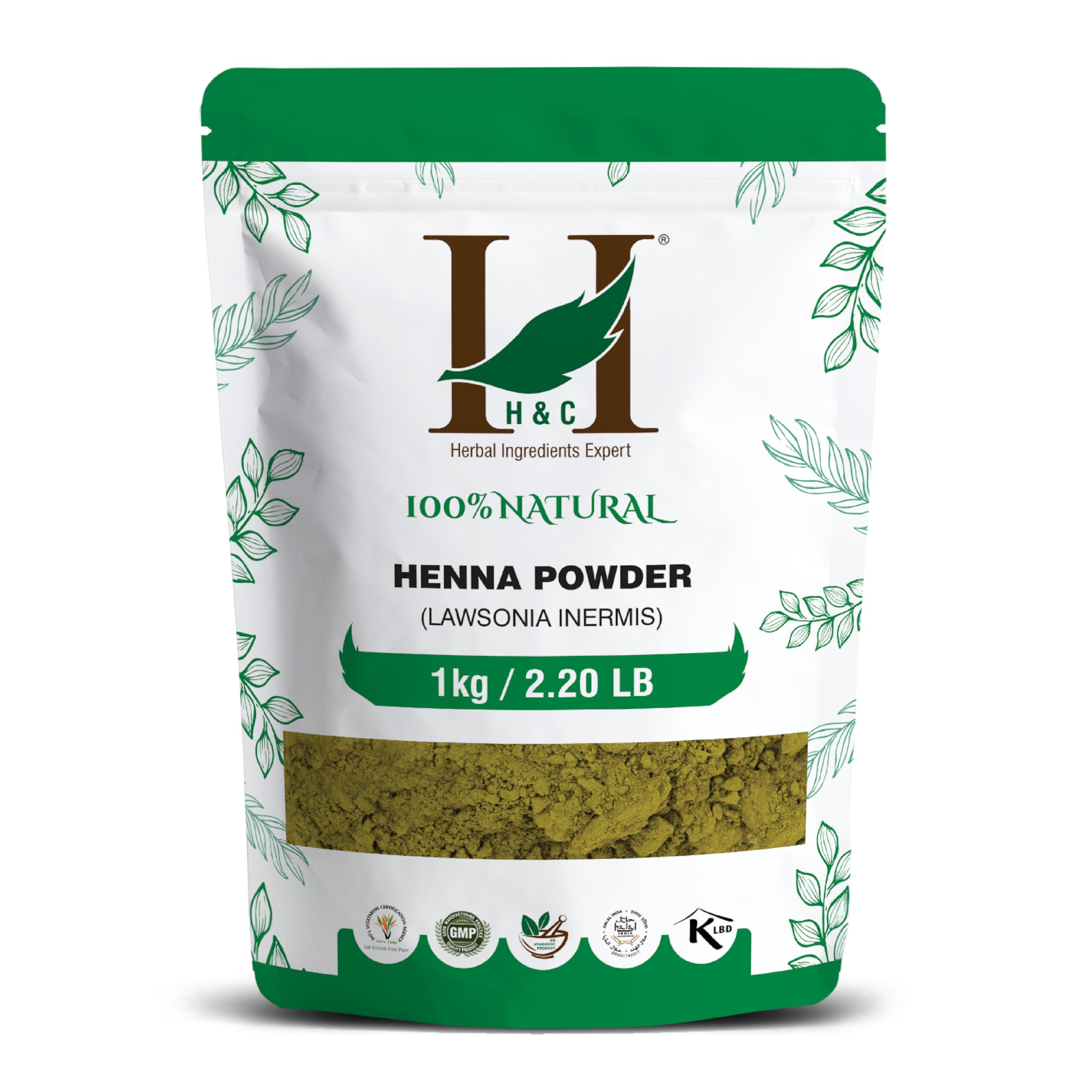 H&C Pure Natural Henna Powder for Hair - Triple Sifted & PPD Free - 1kg