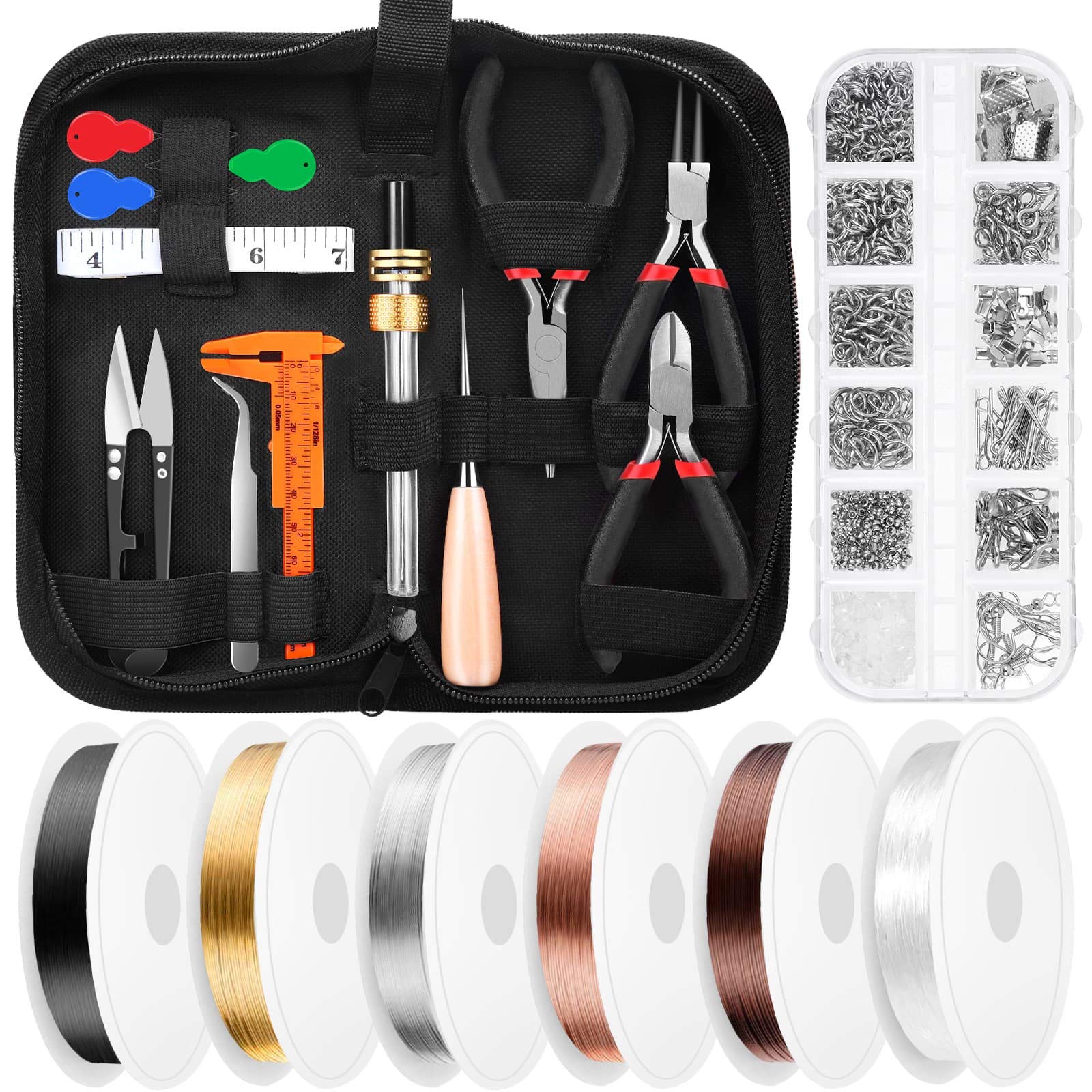 Thrilez Jewelry Making Kit - 5 Rolls Wire, Pliers & DIY Craft Supplies
