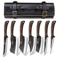 HOSHANHO Hand Forged Butcher Knife Set with Roll Bag | 3-Piece Meat Cleaver
