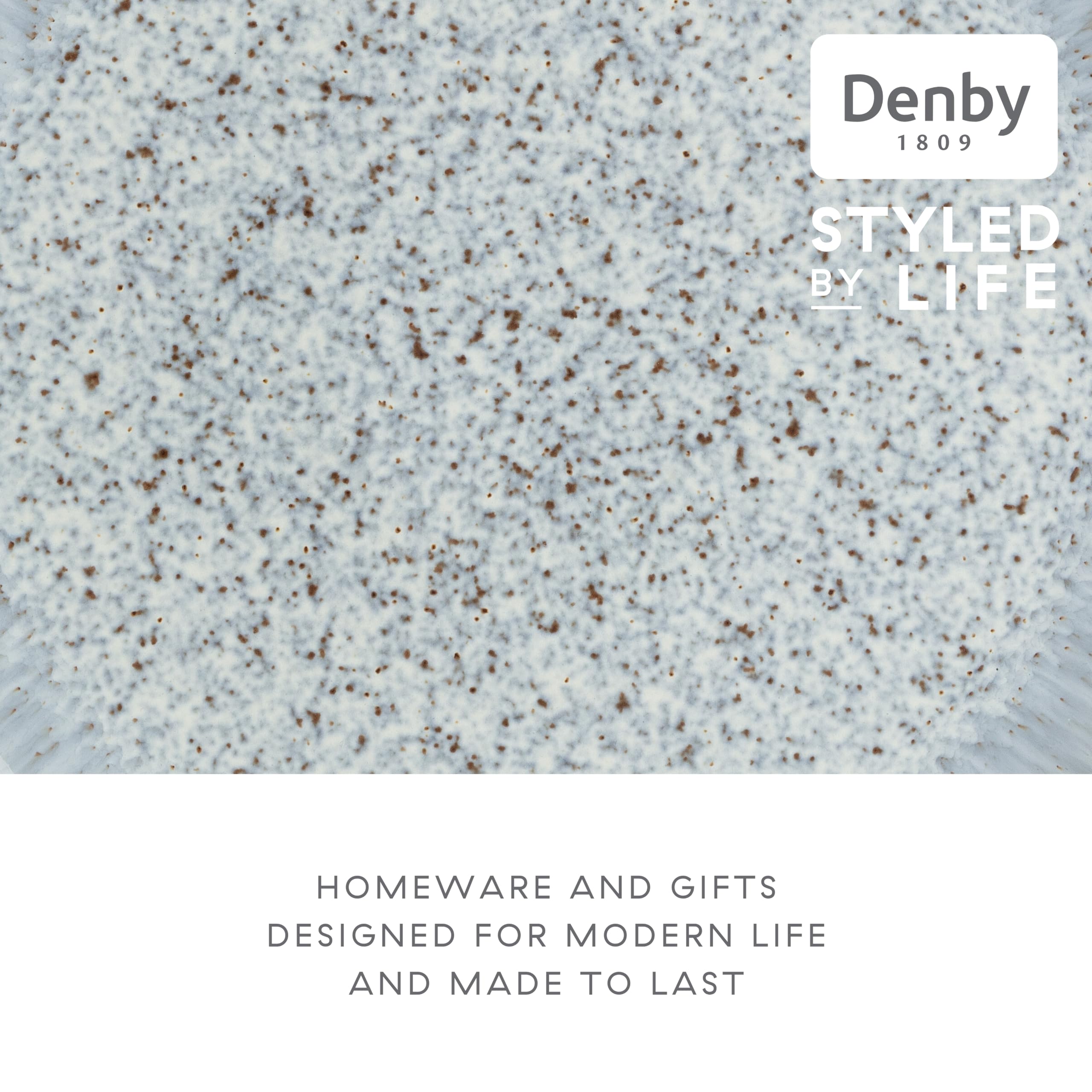 Denby Halo Speckle Medium Plates - Set of 4 Grey Ceramic Stoneware 21cm
