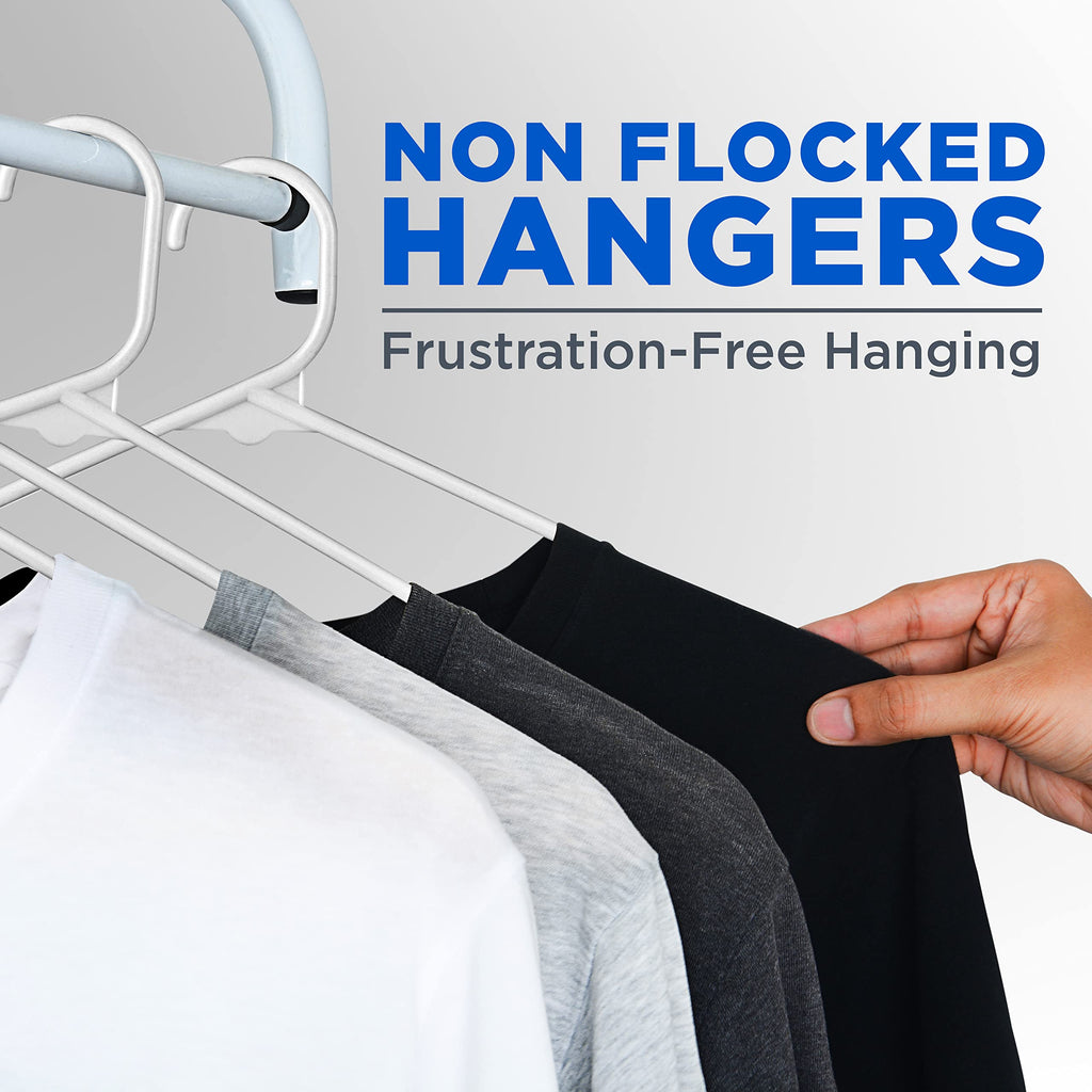SereneLife Heavy Duty White Plastic Hangers - 100 Pack Non-Slip Design