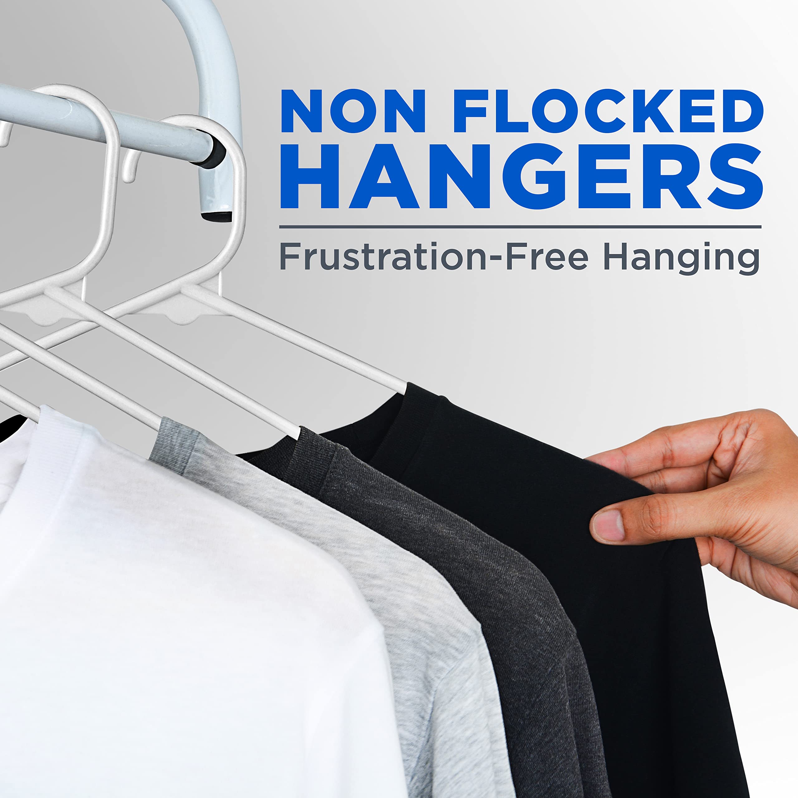 SereneLife Heavy Duty White Plastic Hangers - 100 Pack Non-Slip Design