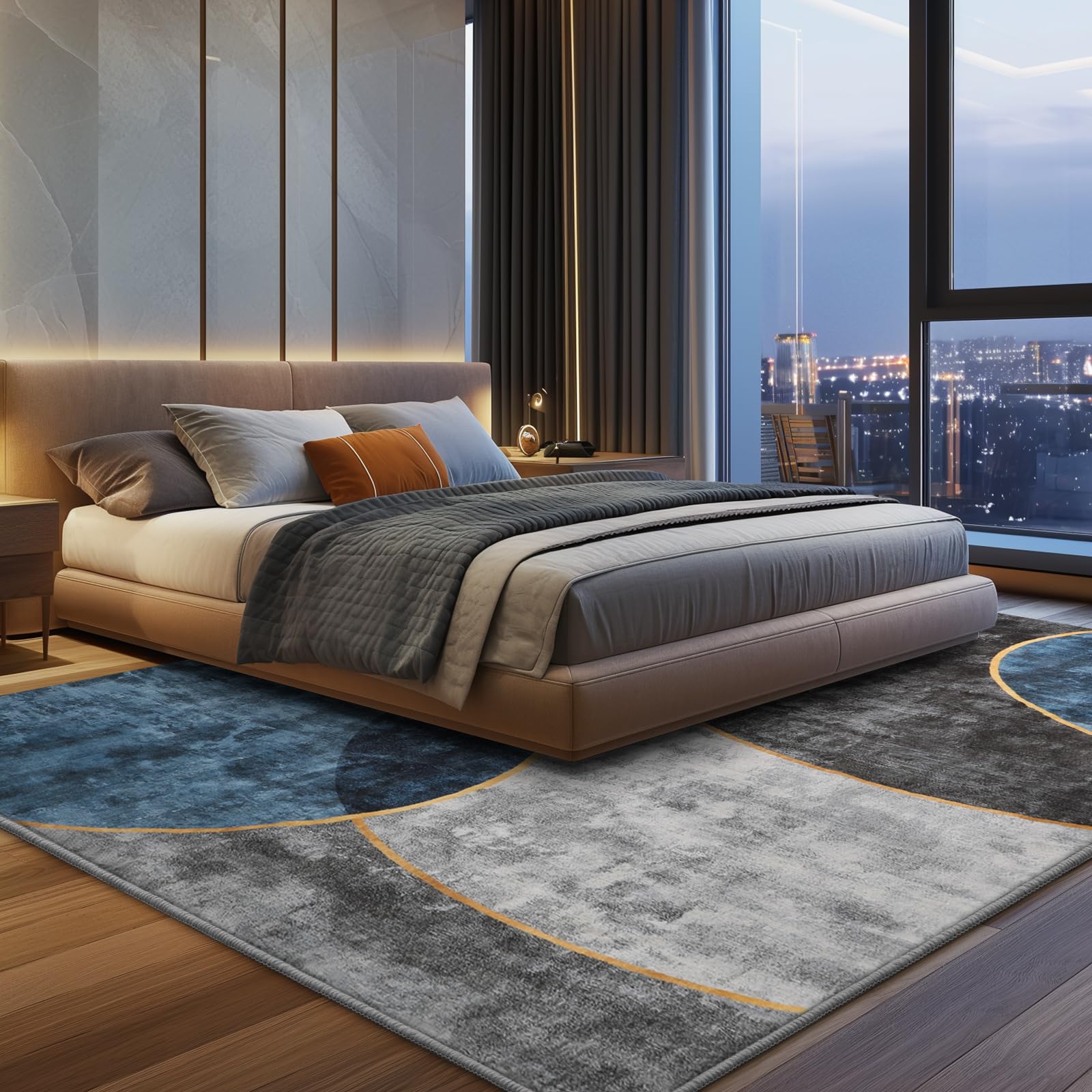 Jolof Store Boho Area Rug – 240x300 Machine Washable Non-Slip Carpet