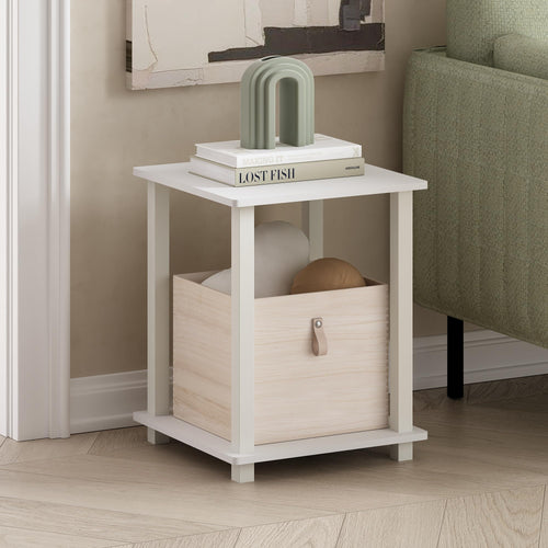 Furinno SIMPLISTIC Side Table Set of 2, 2-Tier End Table, Nightstand, Night Stand, Bedside Table, Easy Assembly, for Living Room, Bedroom, White - image 2