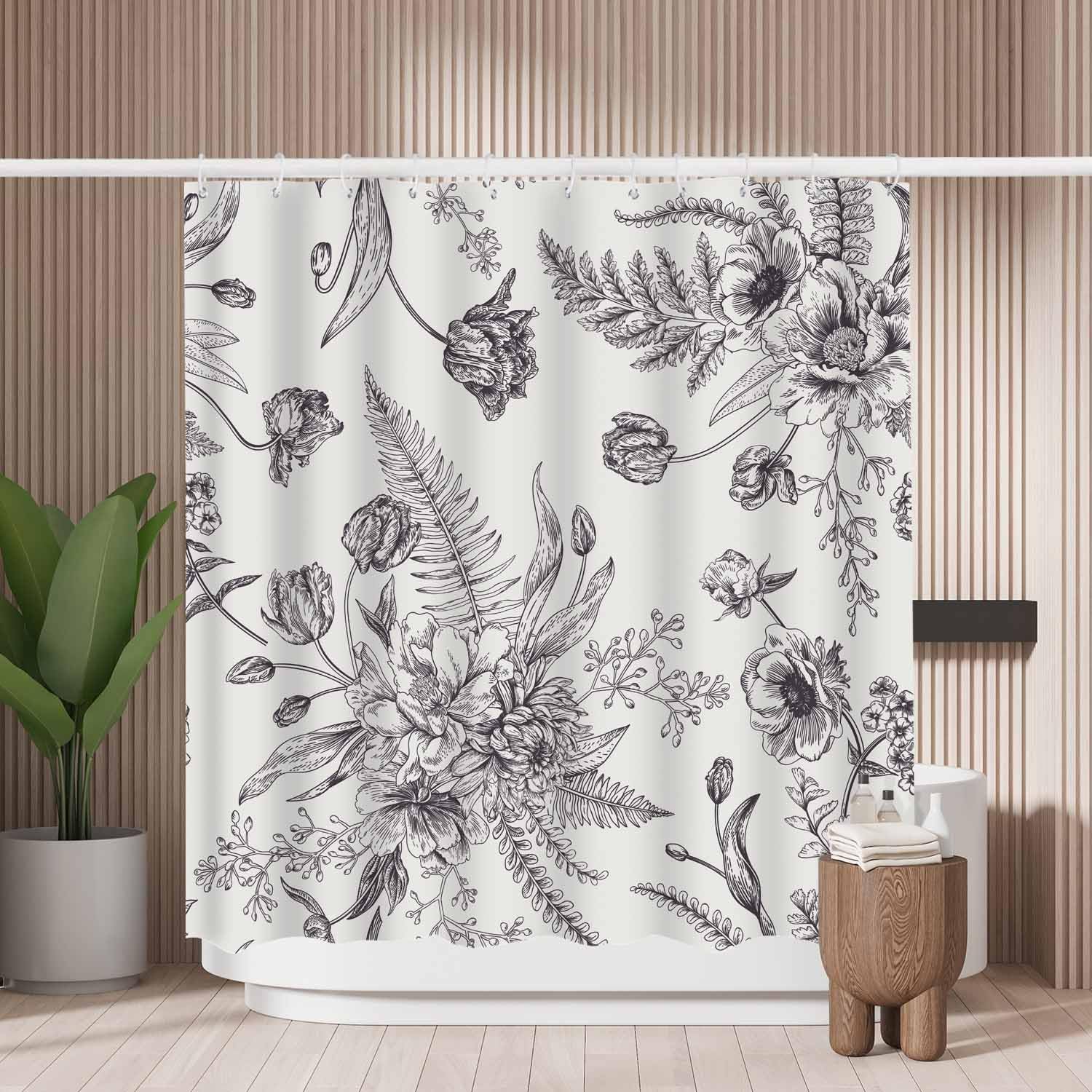 Jolof Store Floral Shower Curtain | Mold Resistant Waterproof Polyester