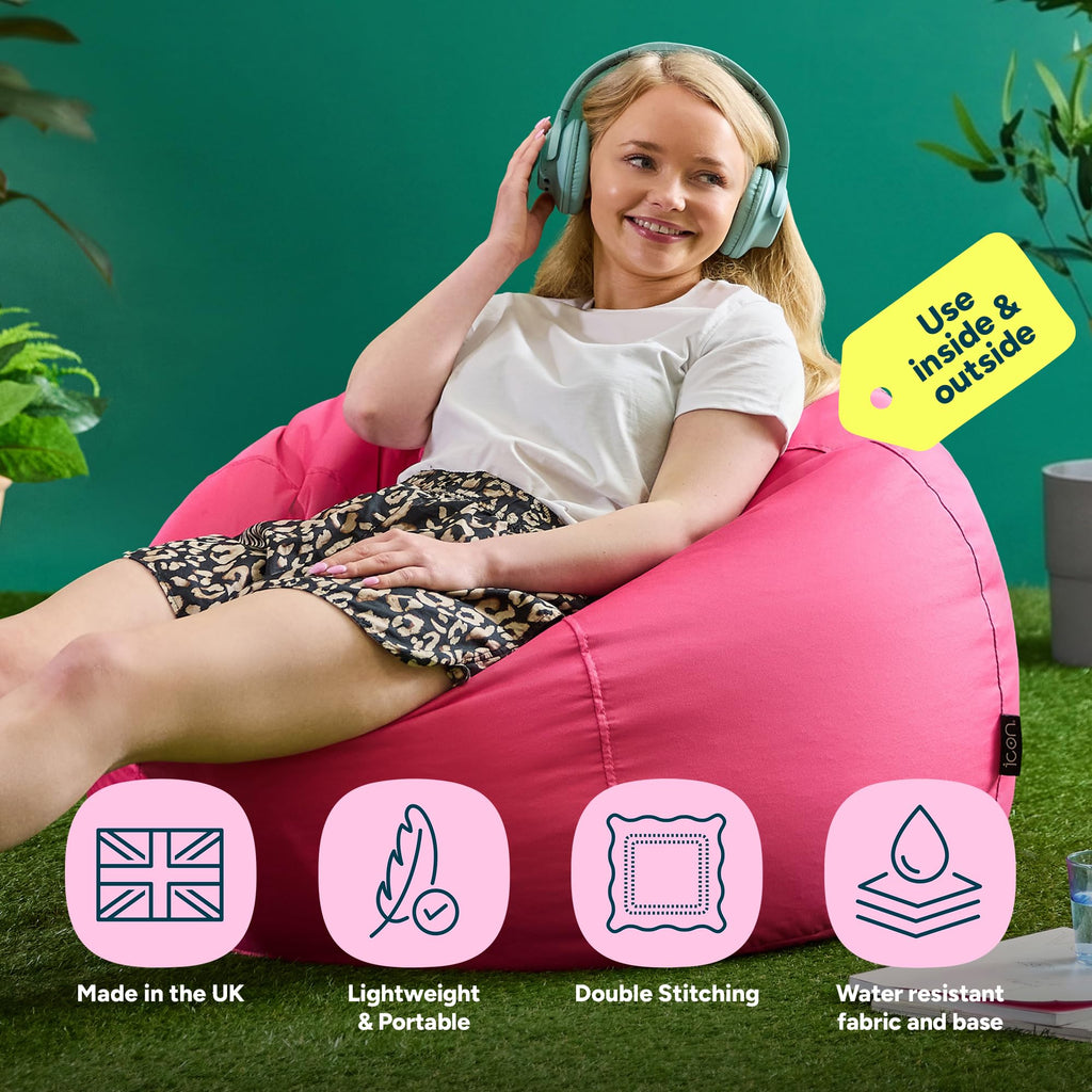 Bean Bag Bazaar Kingston Outdoor Bean Bag with Filling Included, Pink - image 2