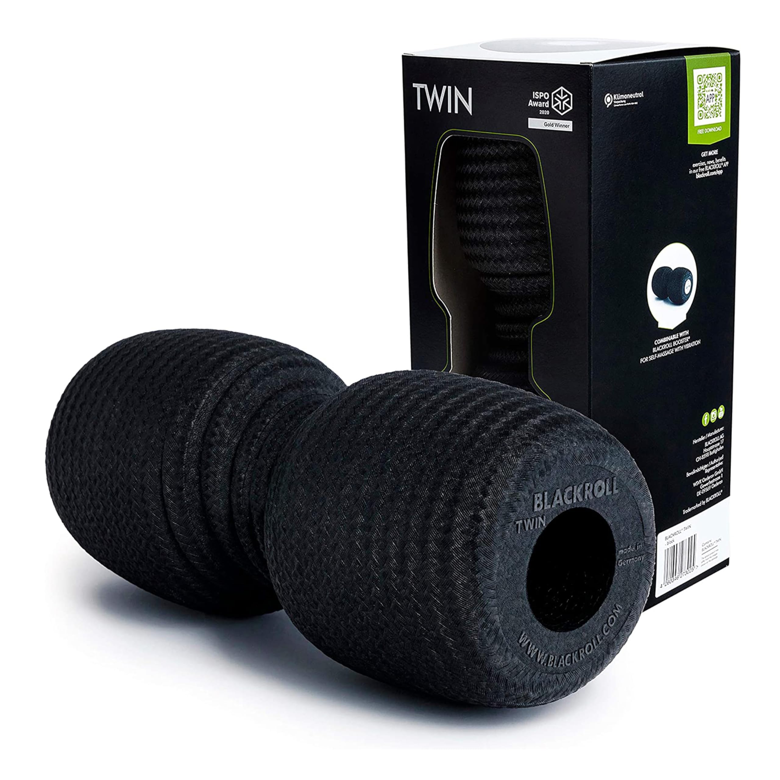 BLACKROLL Twin Fascia Roller – 30cm Massage Roller for Back & Spine