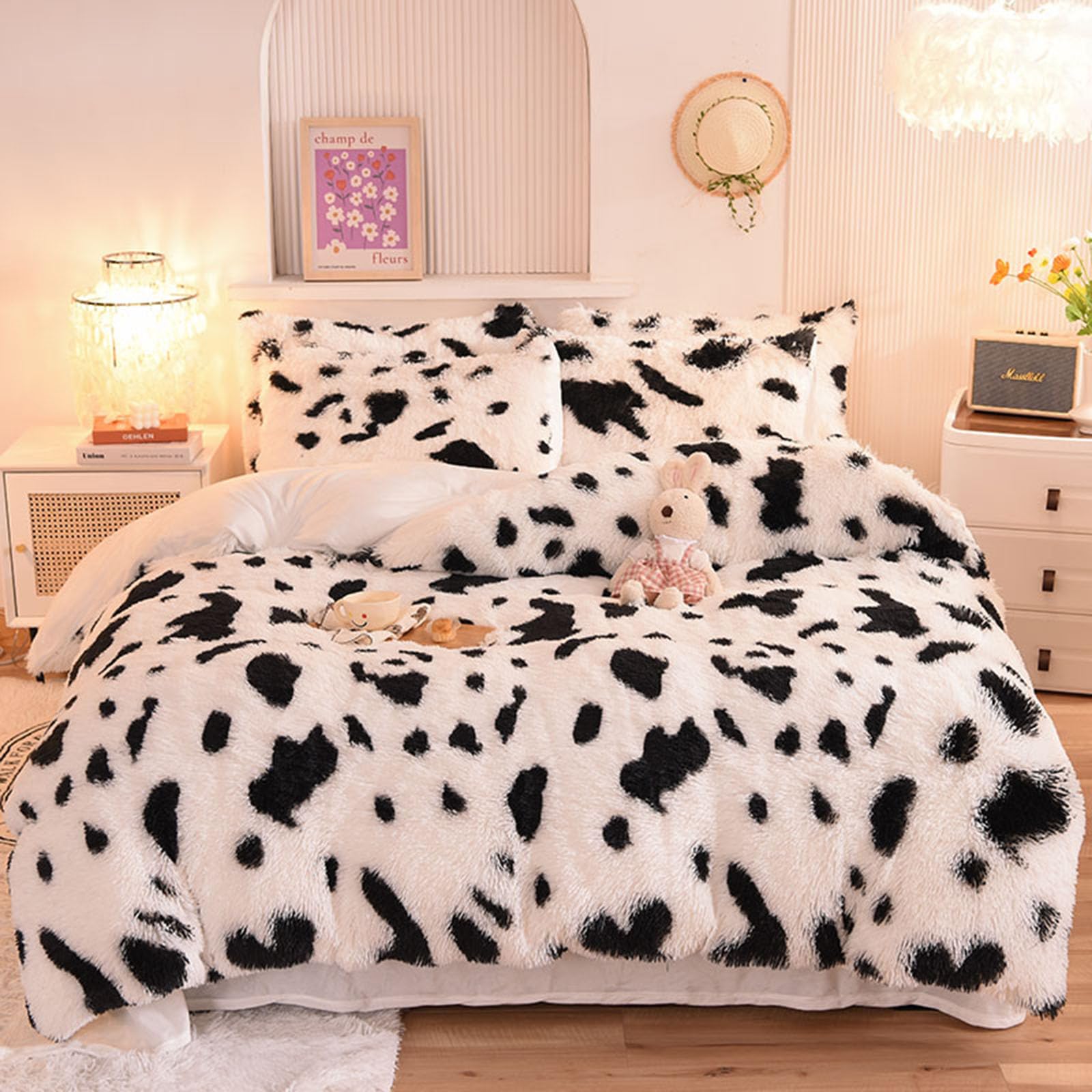 ZIQINPSQ Plush Shaggy Duvet Cover Set | Tie Dye Faux Fur Bedding – King