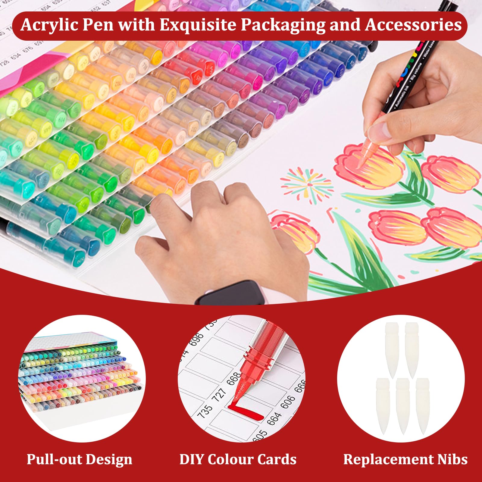 Gelanty 168 Colors Acrylic Paint Pens | Flexible Brush Tip Markers