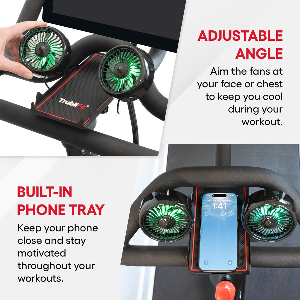 Dual Fans for Peloton Bike with Metal Phone Tray | USB Powered