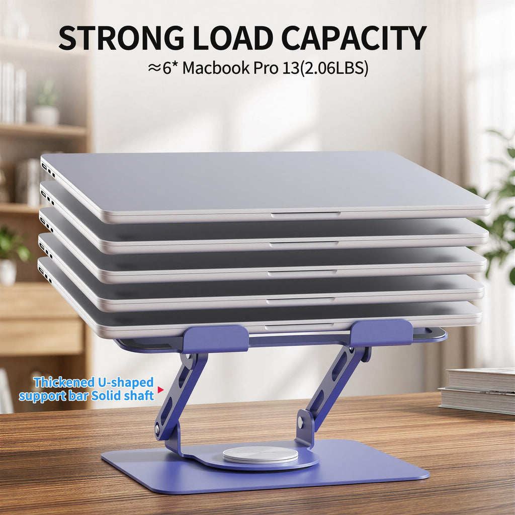 SOUNDANCE Laptop Stand with 360° Rotating Base, Ergonomic Computer Riser for Desk, Adjutable Height Muti-Angle, Foldable Laptop Mount - image 4