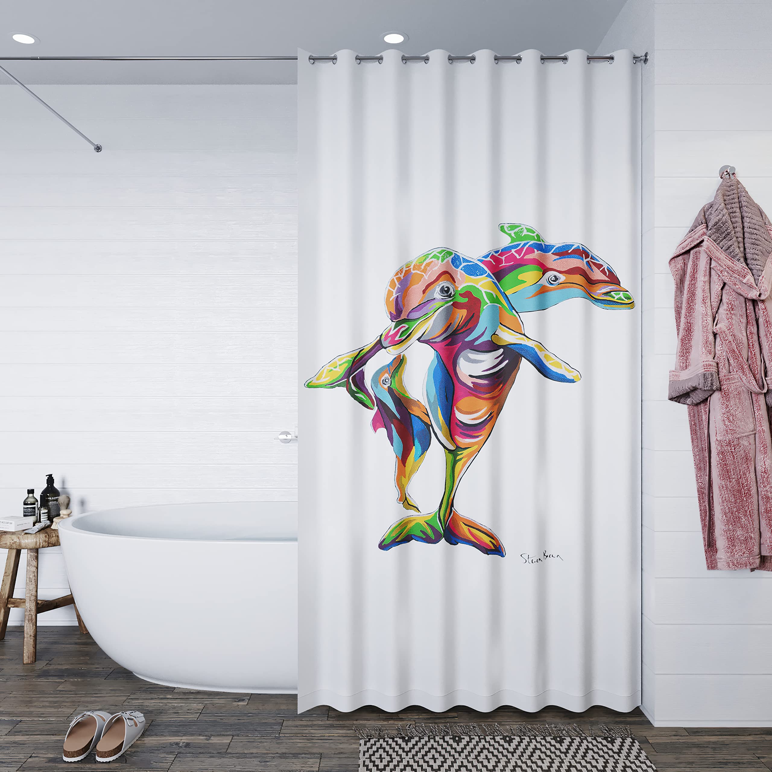 Croydex Steven Brown Hannah McWave Shower Curtain | 180x180cm Polyester