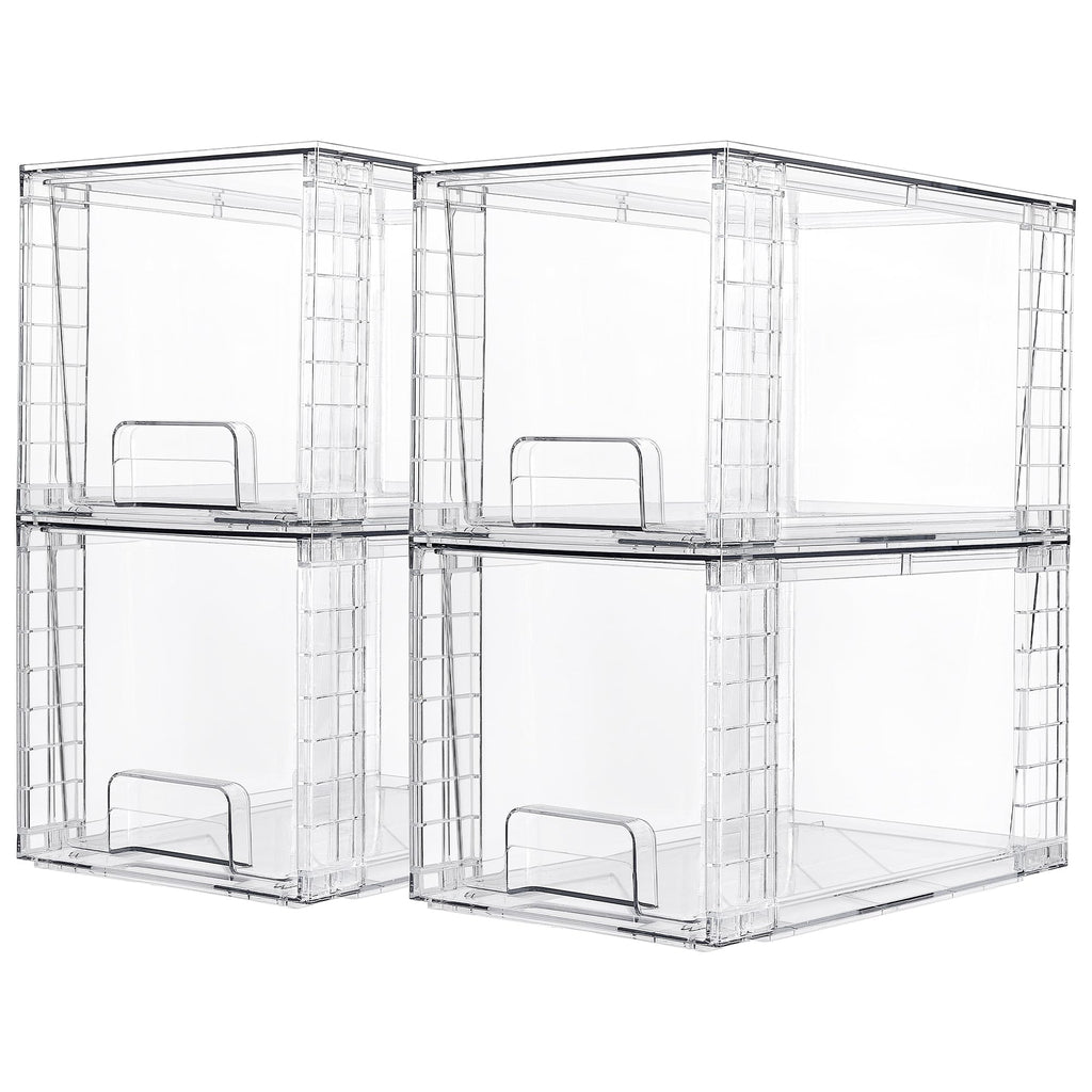 Vtopmart 4 Pack Stackable Clear Acrylic Storage Drawers for Pantry & Bathroom