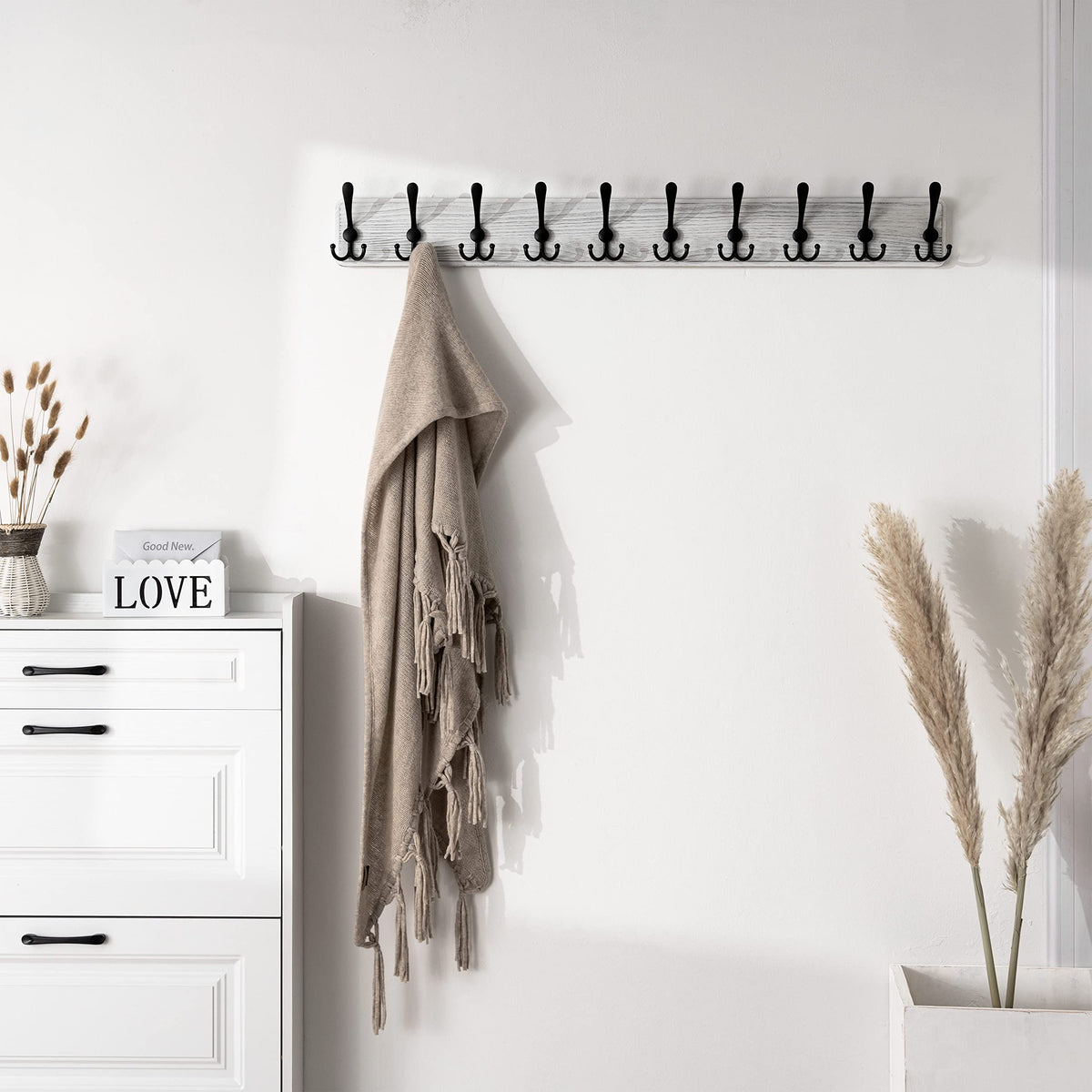 SKOLOO Coat Rack Wall Mounted - 38.3'' Long, Pack of 2, Wooden, Heavy Duty, Rustic Coat Hooks for Wall - image 2