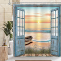 Jolof Store Ocean Beach Shower Curtain | Vintage Coastal Scene 180x180cm