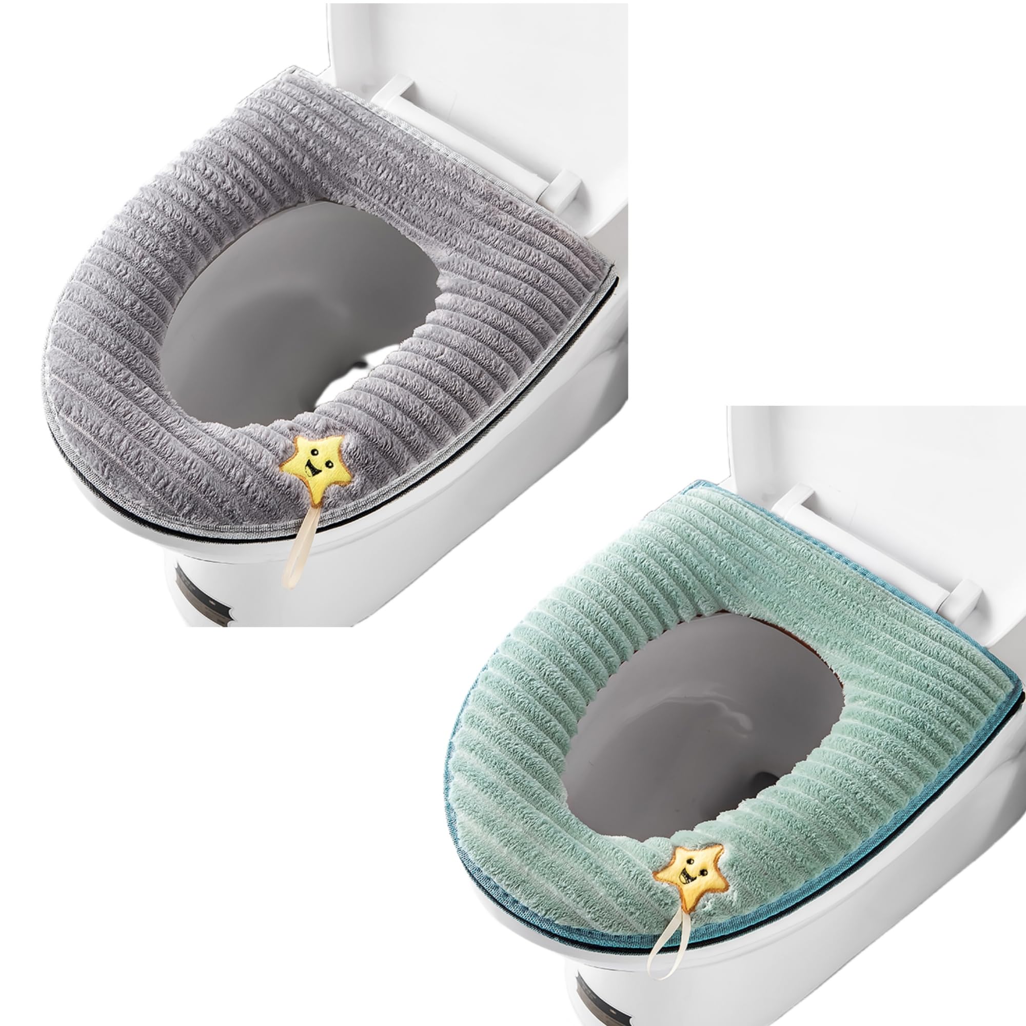 Soft Washable Toilet Seat Cover Pad with Handle – 2 Pack