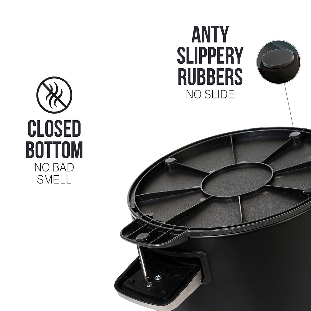 Kazai 5L Bathroom Bin – Matte Black Soft Close Wastebin with Bamboo Lid