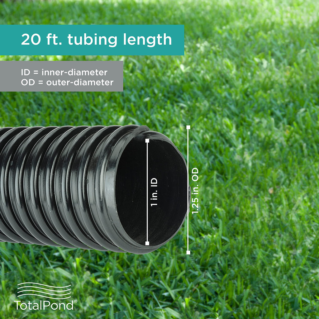 TotalPond 1-Inch x 20-Foot Black Corrugated Pond Tubing for Pumps