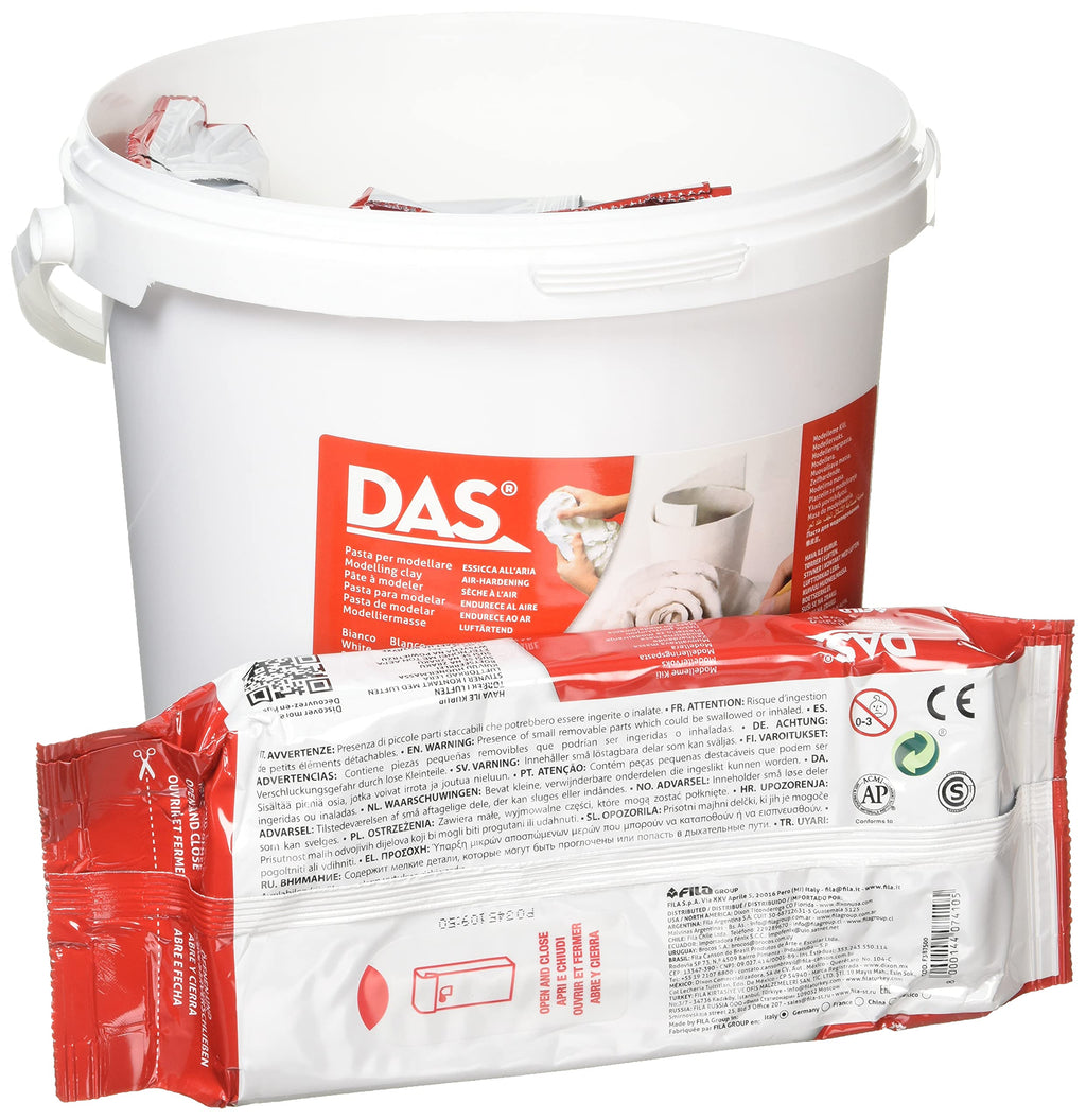 DAS White Air-Hardening Modelling Clay – 5kg School Pack (5x1kg)