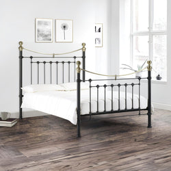 Julian Bowen Victoria Victorian Metal Bed Frame - Satin Black - Double