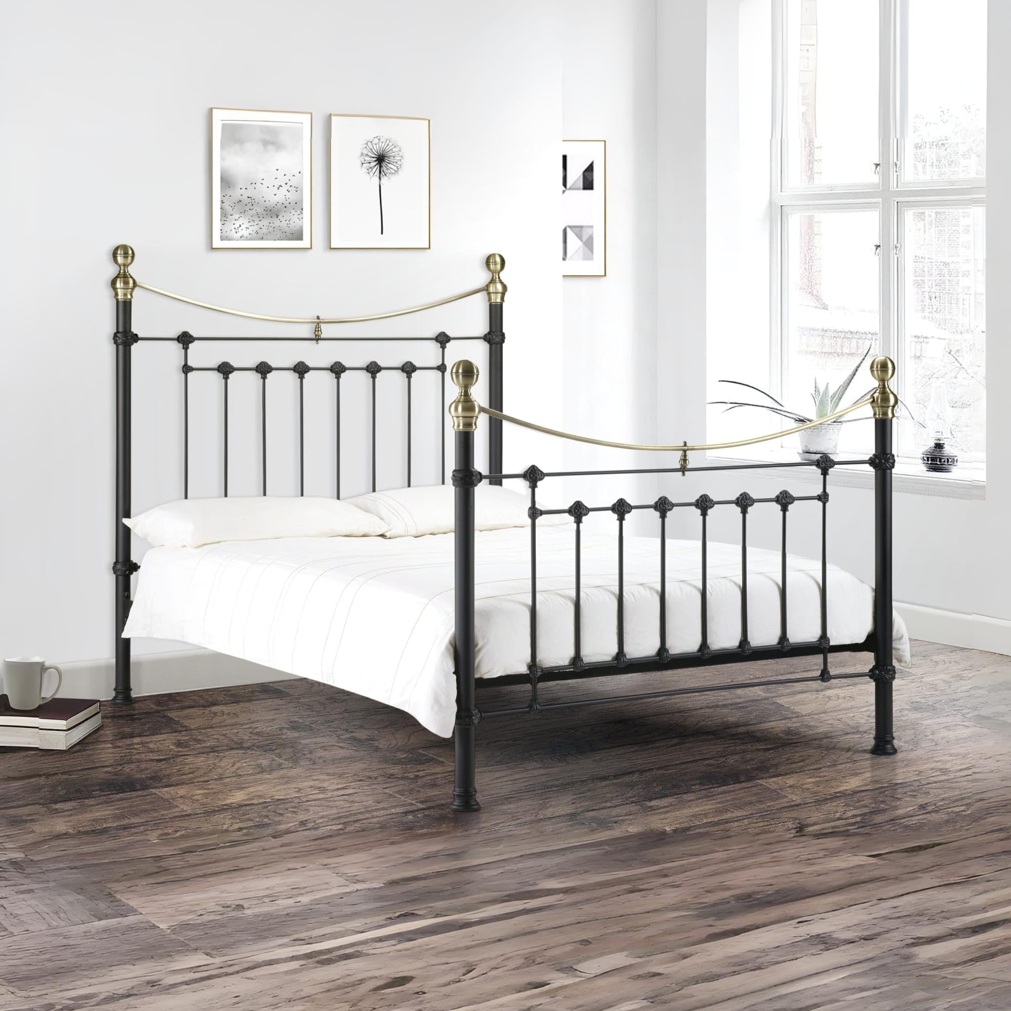 Julian Bowen Victoria Victorian Metal Bed Frame - Satin Black - Double