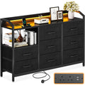 ODK Black Chest of Drawers Bedroom, 8 Large Fabric Drawers, 110x30x88 - image 1