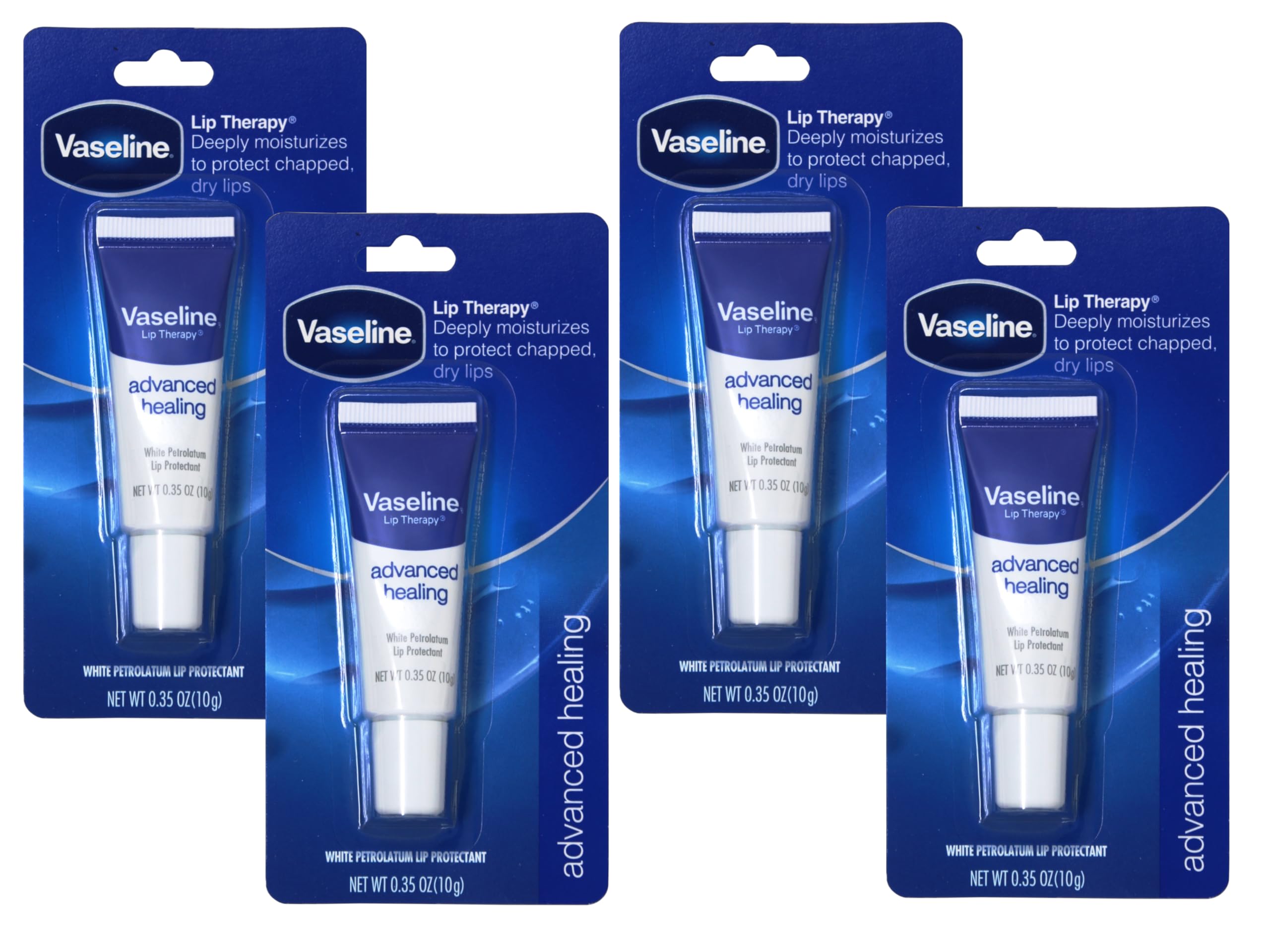 Vaseline Lip Therapy Original Lip Balm Tube - 10g Moisturizer (4 Pack)