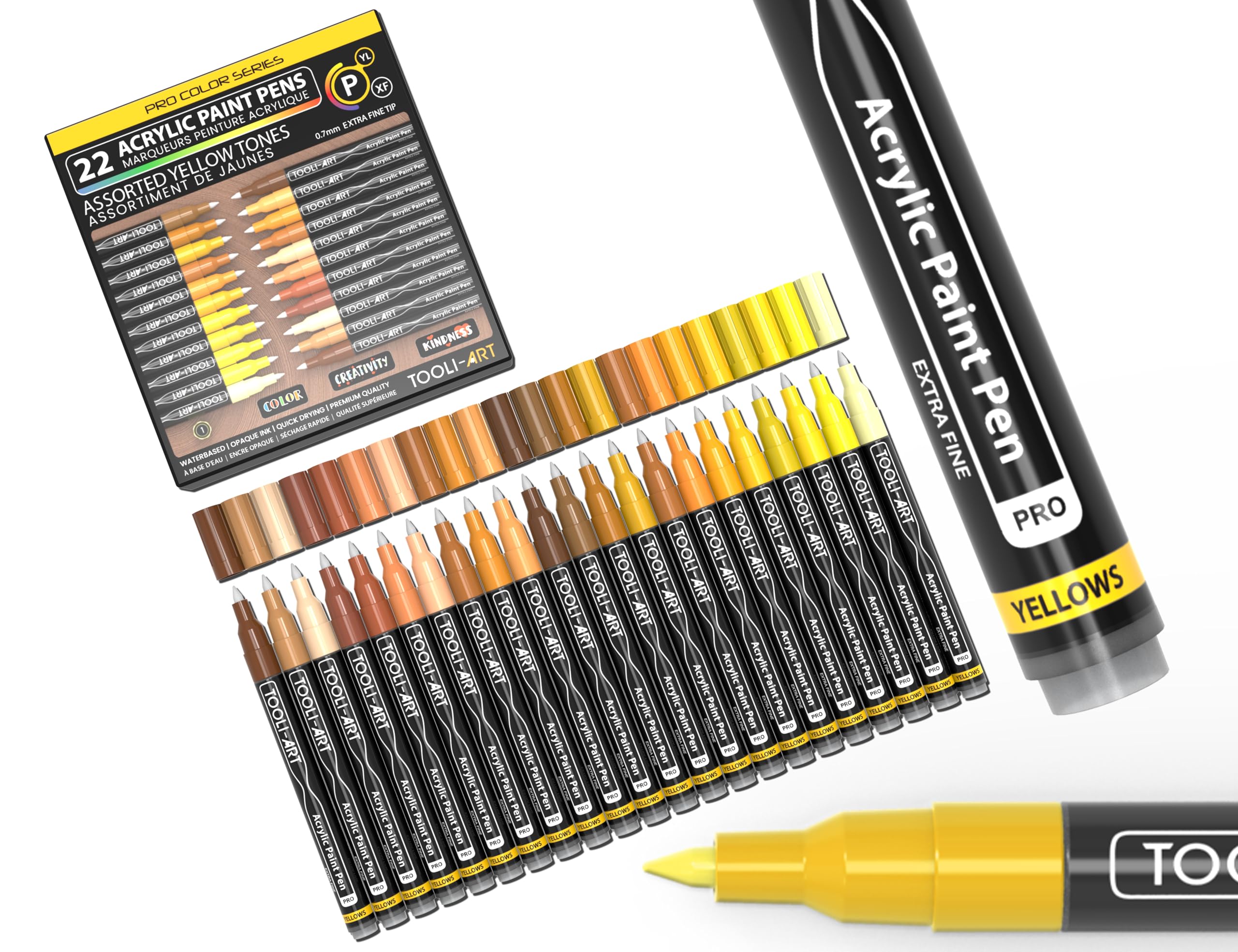 Jolof Store Acrylic Paint Pens | 22 Yellow & Brown 0.7mm Extra Fine Tip