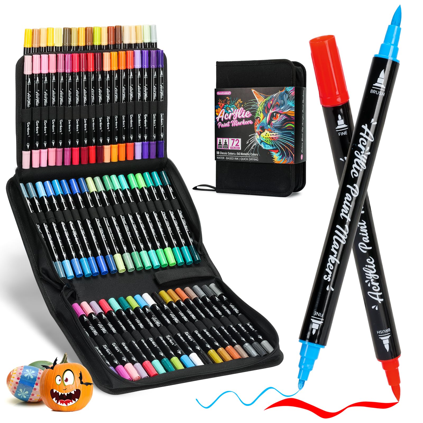 Jolof Store Dual Tip Acrylic Paint Markers | 72 Colors for Rock & Canvas