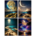 Muzagroo Art Moon 5D Diamond Painting Kits - 4 Pack DIY Wall Art for Adults