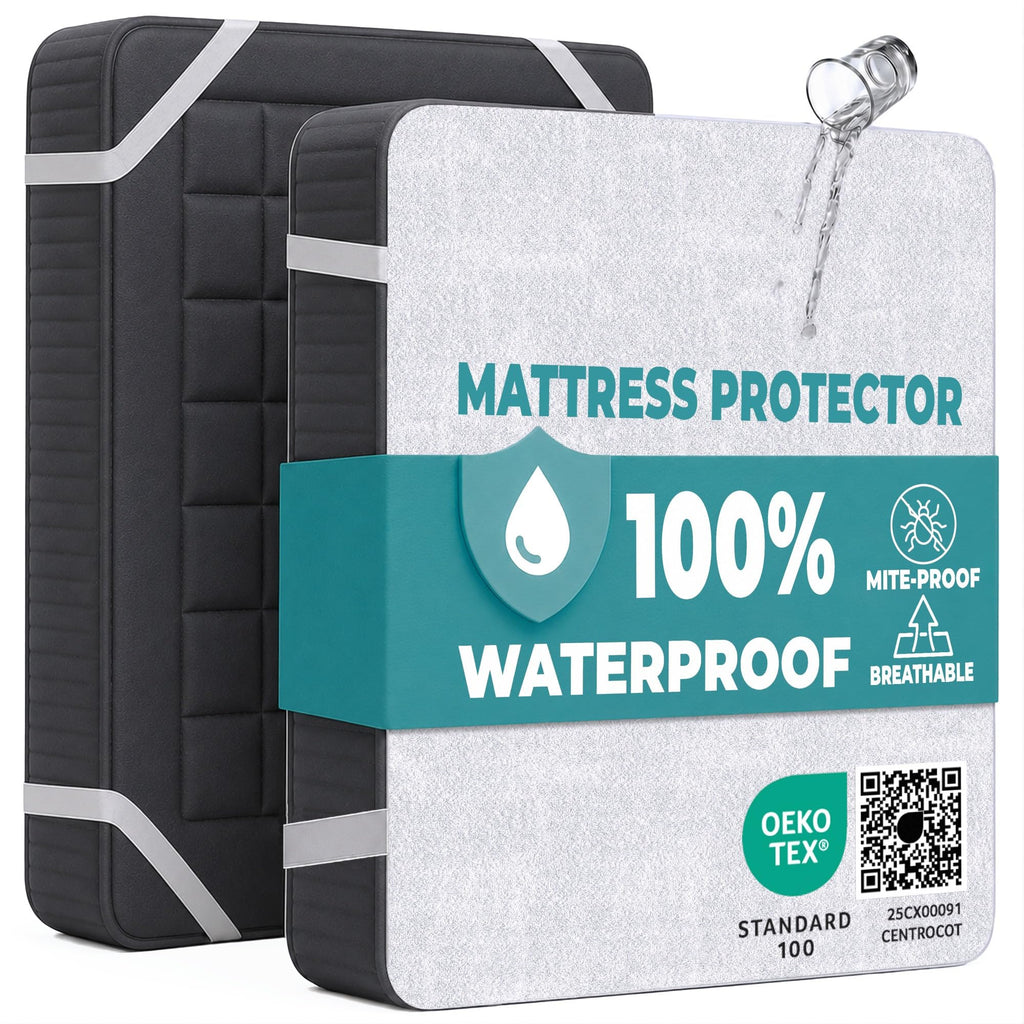 Single Waterproof Mattress Protector 90x190 cm Premium Cotton Terry Bed Cover with Elastic Straps Sheet Soft and Breathable Top Mattress Protector